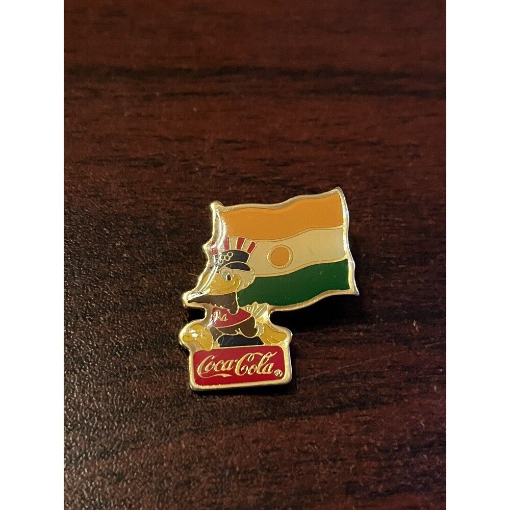 Vintage 1984 Los Angeles Olympics Coca Cola Sam Eagle Niger Flag Lapel Pin